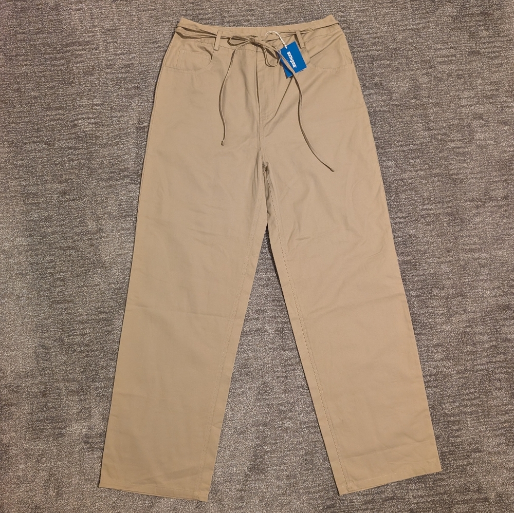 NWT Sixth June Paris Tan Tie Belt Trousers - Large